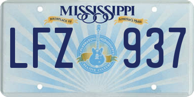 MS license plate LFZ937