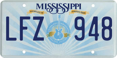 MS license plate LFZ948