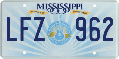 MS license plate LFZ962