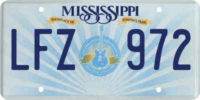 MS license plate LFZ972