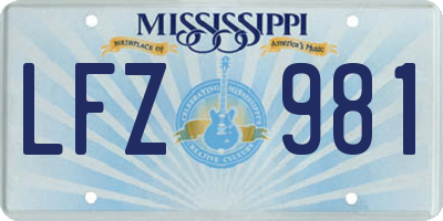 MS license plate LFZ981