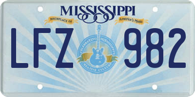 MS license plate LFZ982
