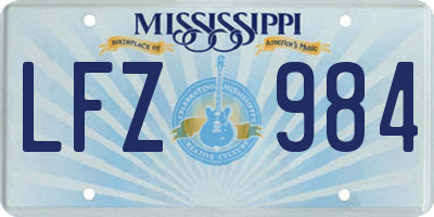 MS license plate LFZ984
