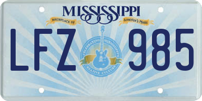 MS license plate LFZ985