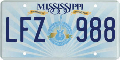 MS license plate LFZ988