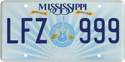 MS license plate LFZ999