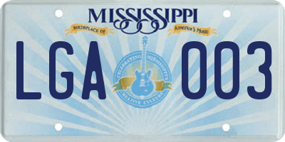 MS license plate LGA003