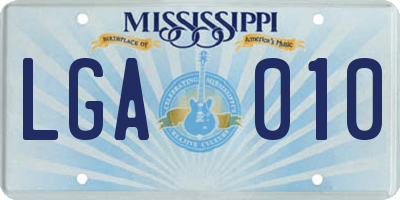 MS license plate LGA010