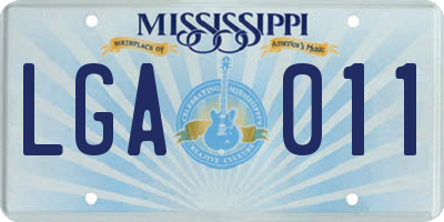 MS license plate LGA011