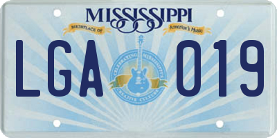 MS license plate LGA019