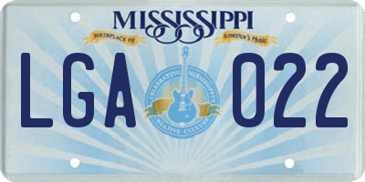 MS license plate LGA022
