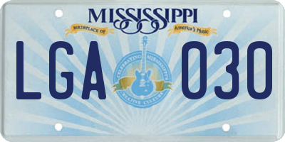MS license plate LGA030