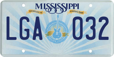 MS license plate LGA032