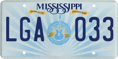 MS license plate LGA033