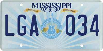 MS license plate LGA034