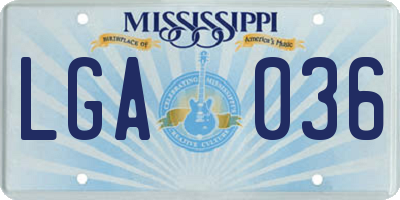 MS license plate LGA036
