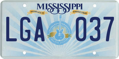 MS license plate LGA037