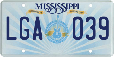 MS license plate LGA039