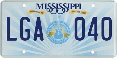 MS license plate LGA040