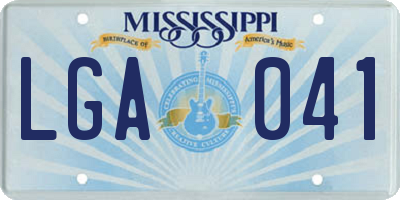 MS license plate LGA041