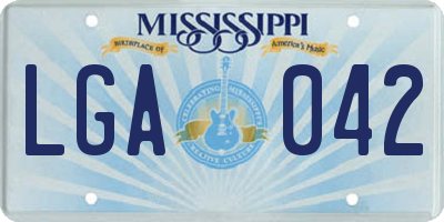 MS license plate LGA042