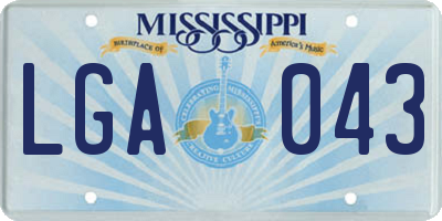 MS license plate LGA043