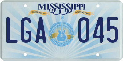 MS license plate LGA045