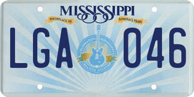 MS license plate LGA046