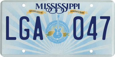 MS license plate LGA047