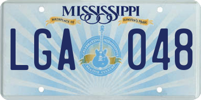 MS license plate LGA048