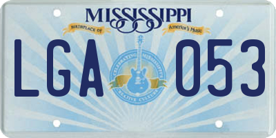 MS license plate LGA053