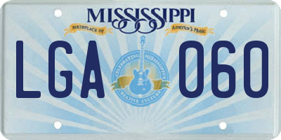 MS license plate LGA060