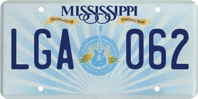 MS license plate LGA062