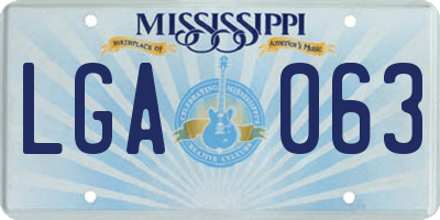 MS license plate LGA063