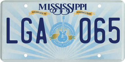 MS license plate LGA065