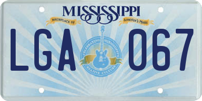 MS license plate LGA067