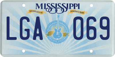 MS license plate LGA069