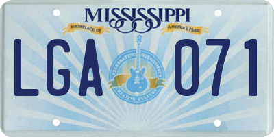 MS license plate LGA071