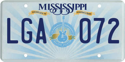 MS license plate LGA072