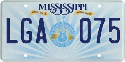 MS license plate LGA075