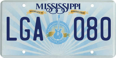 MS license plate LGA080