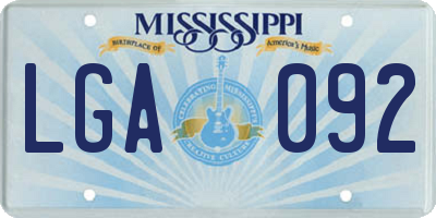 MS license plate LGA092