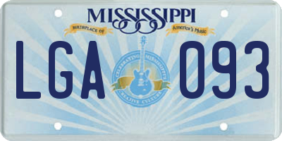 MS license plate LGA093
