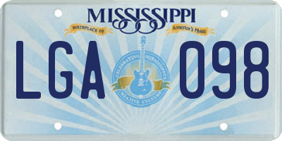 MS license plate LGA098