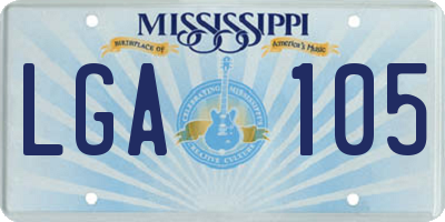 MS license plate LGA105