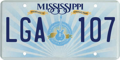 MS license plate LGA107