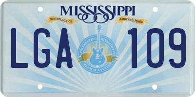 MS license plate LGA109