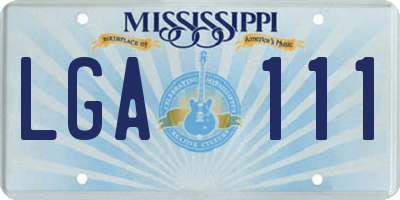 MS license plate LGA111