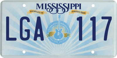 MS license plate LGA117
