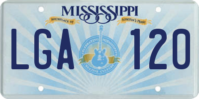 MS license plate LGA120